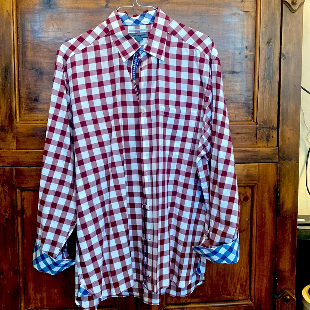 Johnston & Murphy Blue Burgundy Dress Shirt